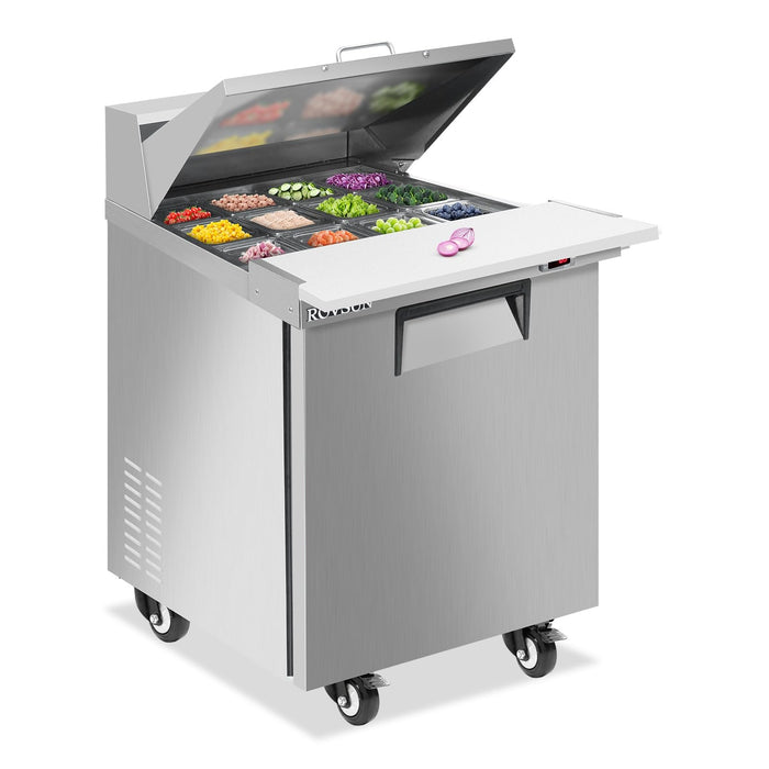 ROVSUN 28" 7.1 Cu.Ft. 320W 115V Silver Refrigerated Salad Sandwich Prep Table