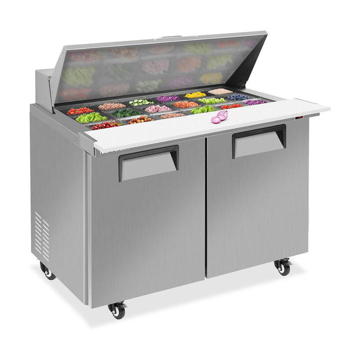 ROVSUN 48" 13.1 Cu.Ft. 320W 115V Silver Refrigerated Salad Sandwich Prep Table