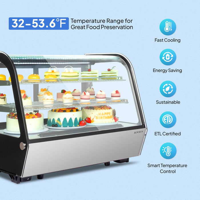 ROVSUN 35" 5.7 Cu.Ft. 230W 110V Silver Refrigerated Bakery Display Case