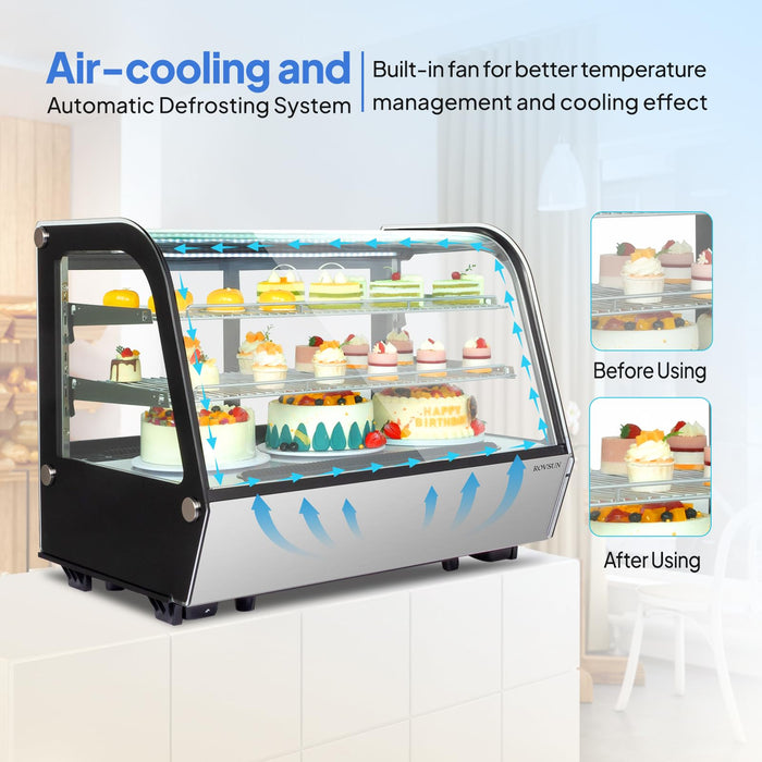 ROVSUN 35" 5.7 Cu.Ft. 230W 110V Silver Refrigerated Bakery Display Case