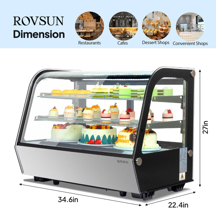 ROVSUN 35" 5.7 Cu.Ft. 230W 110V Silver Refrigerated Bakery Display Case