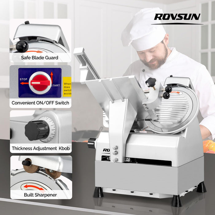 ROVSUN 540W 110V Fully Automatic Commercial Meat Slicer with 10" Blade