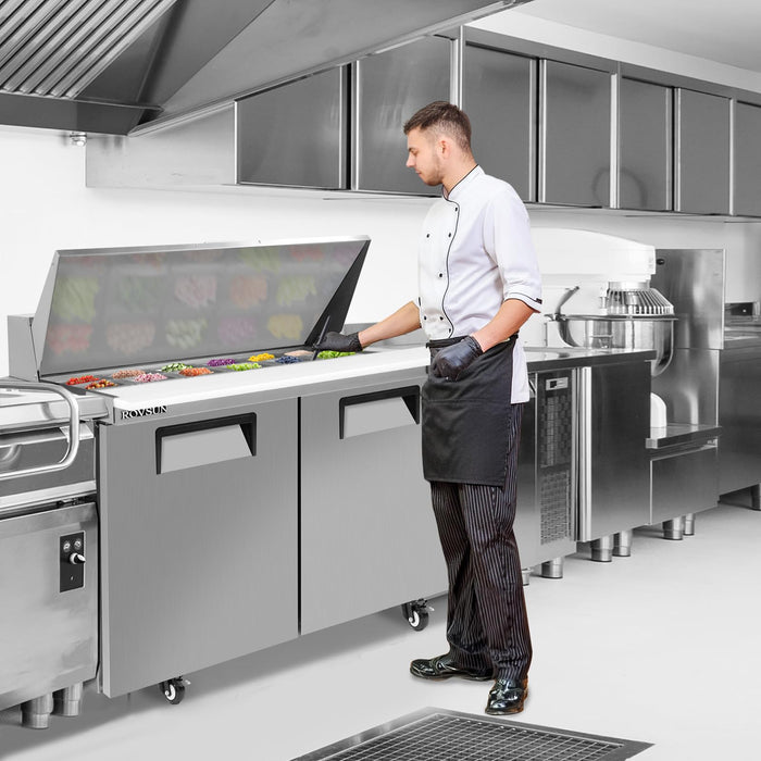 ROVSUN 48" 13.1 Cu.Ft. 320W 115V Silver Refrigerated Salad Sandwich Prep Table